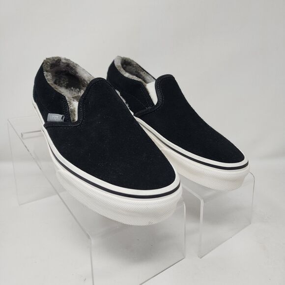 Vans Cozy Suede Sherpa Lined Slip On Shoes Unisex Teens Black
